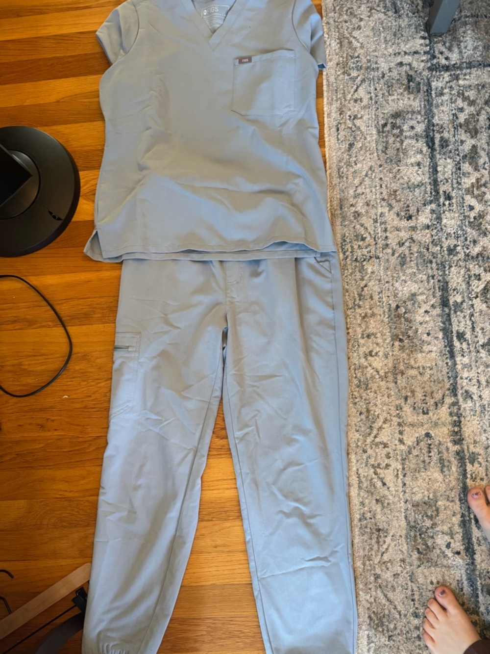 Figs Women's Light Blue Jogger Scrub Pants and shirt - SET